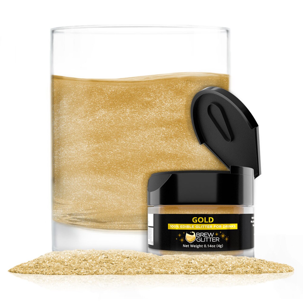Brew Glitter - Gold Edible Drink Glitter (4g, x1 Flip-Cap Jar) for Beer, Cocktails and Beverages